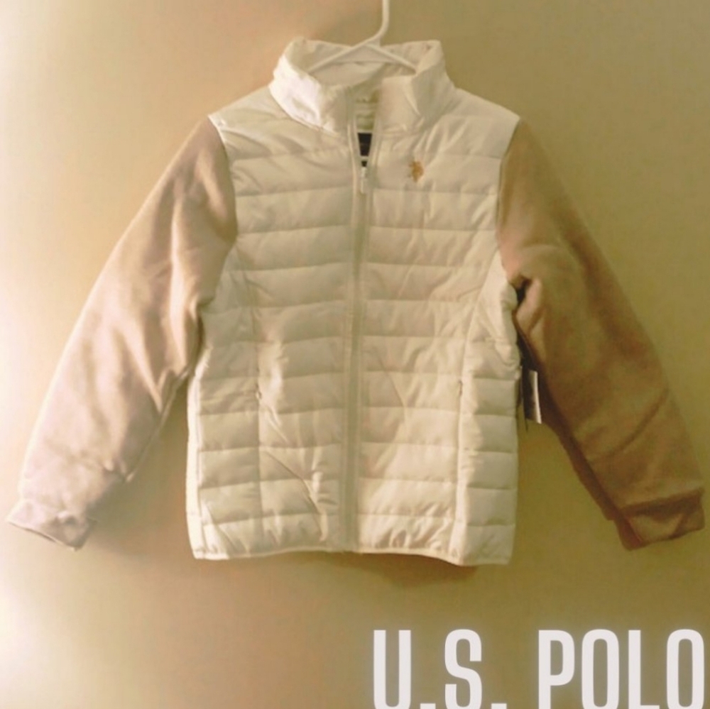 NWT Women's U.S. Polo Assn. puffer jacket, Ivory, M